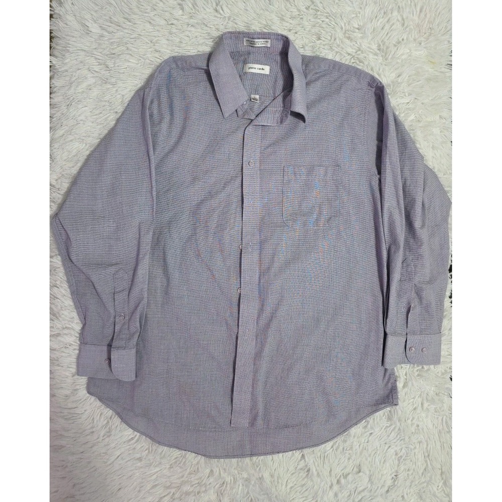 Pierre Cardin Mens Dress Shirt Button Down Long Sleeve Large Purple‎ 16-16.5-33